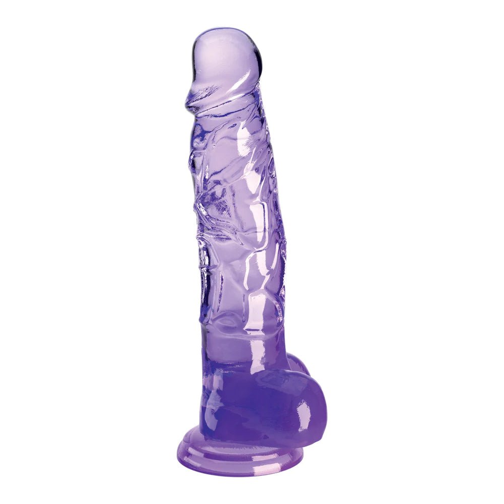 King Cock Clear 8" With Balls Purple
