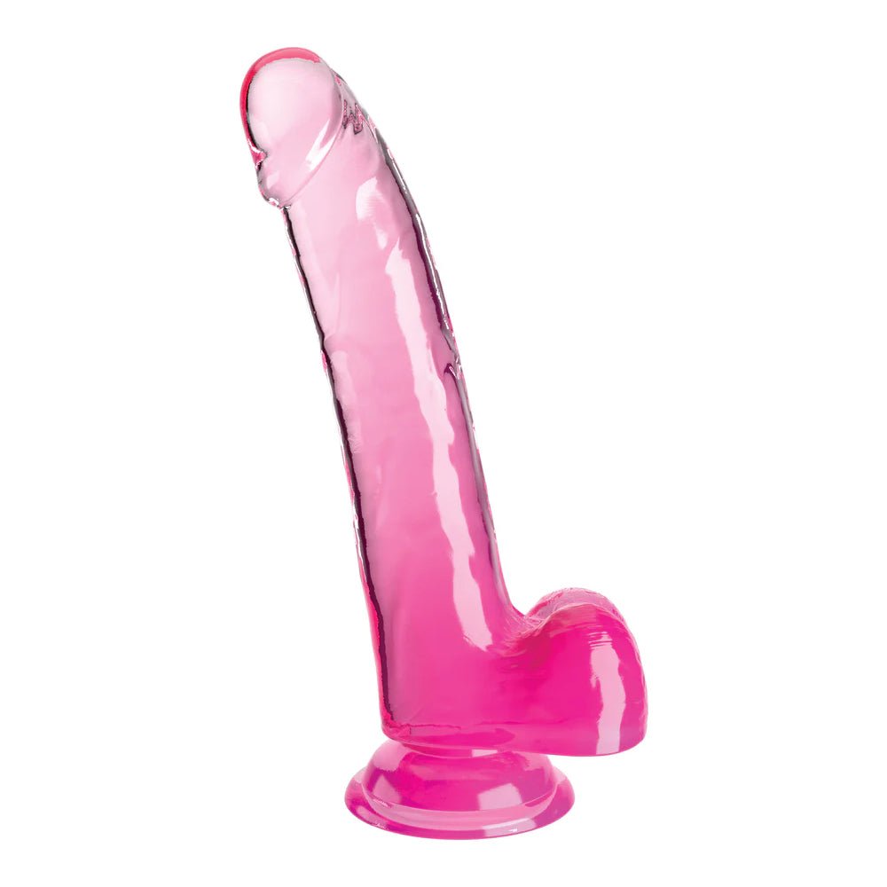King Cock Clear 9" With Balls Pink