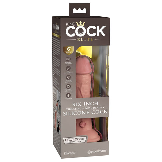 King Cock Elite 6" Dual Density Vibe Silicone Cock Light