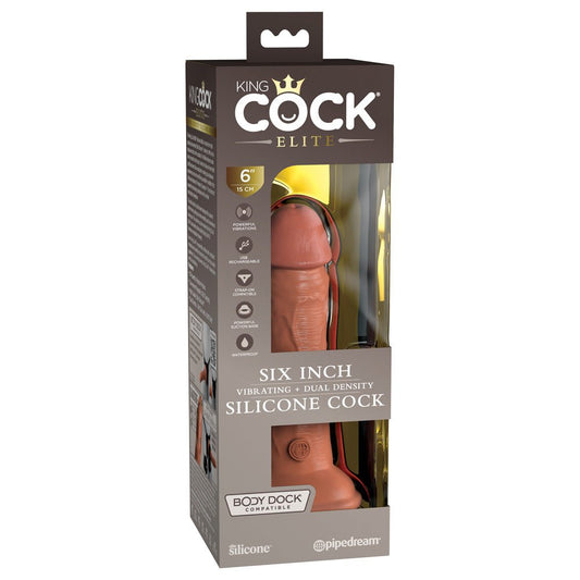 King Cock Elite 6" Dual Density Vibe Silicone Cock Tan