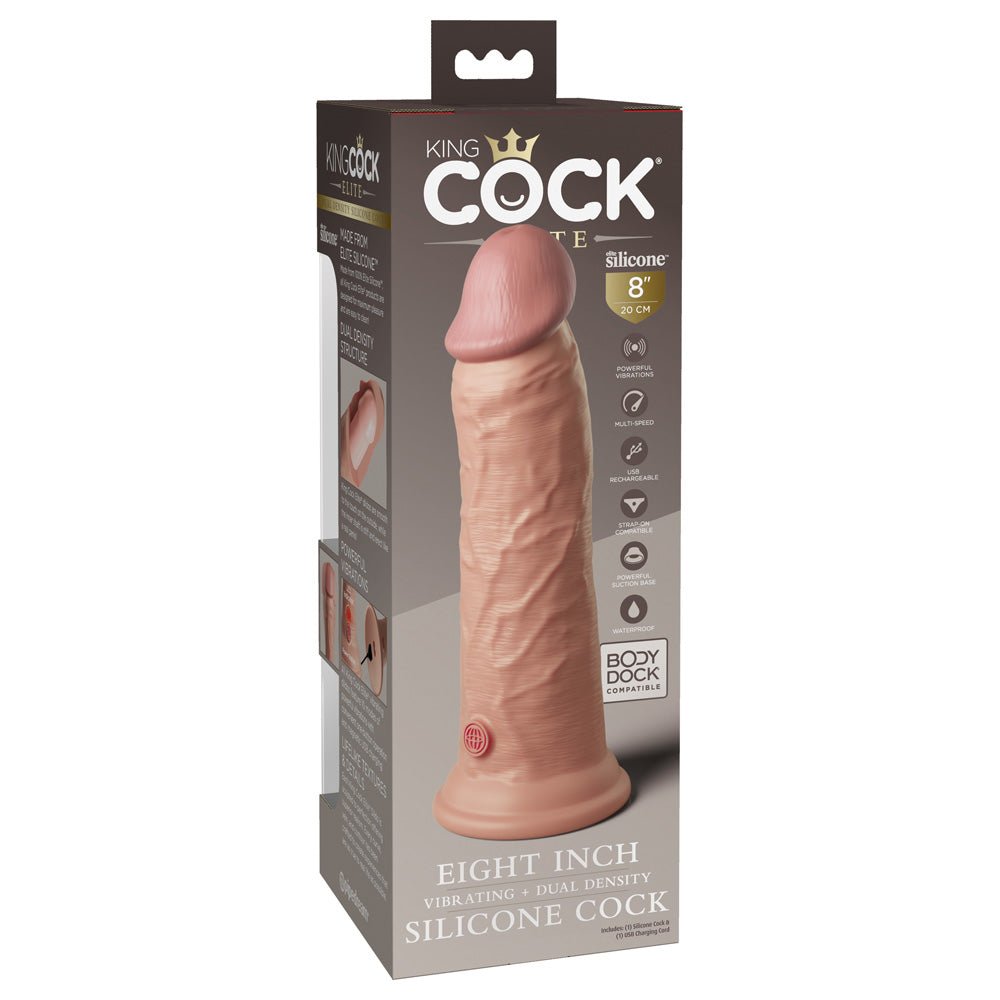 King Cock Elite 8" Dual Density Vibe Silicone Cock Light