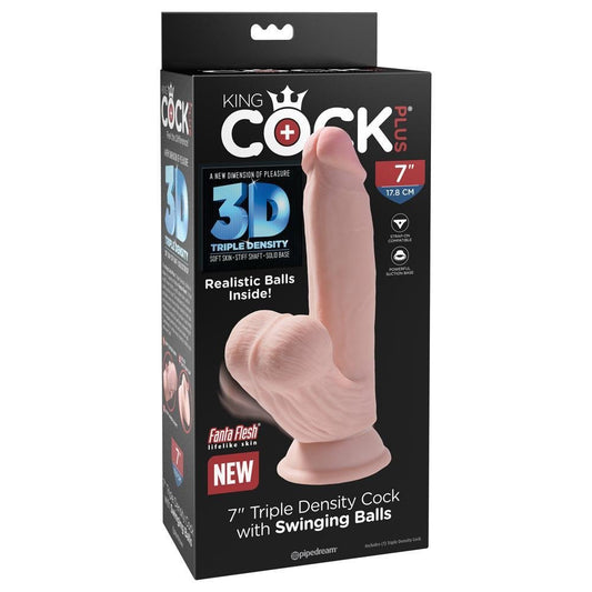 King Cock Plus 7" Triple Density Cock With Swinging Balls - Temptations