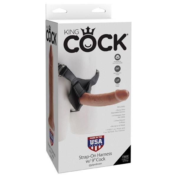 King Cock Strap - On Harness W/ 9" Cock Tan - Temptations