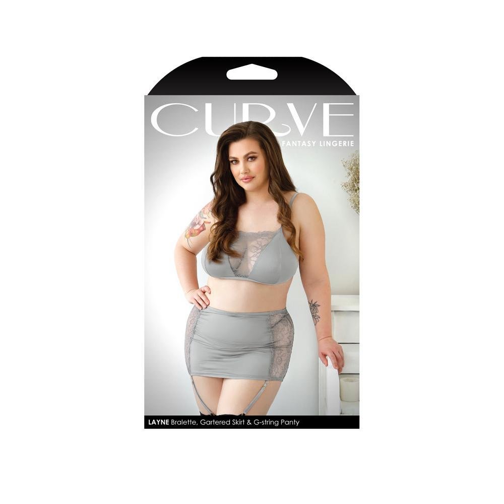 Layne Bralette, Gartered Skirt, & G - String Panty 1X/2X - Temptations