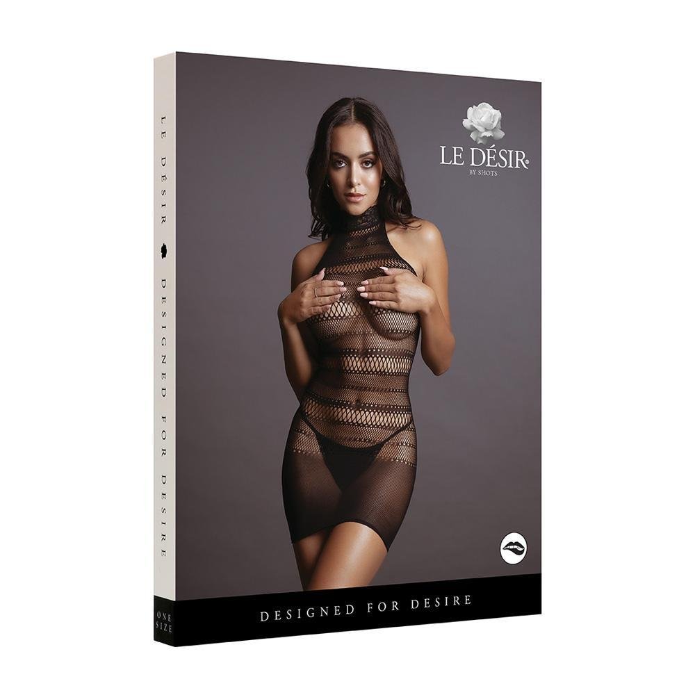 Le Desir High Lace Neck Net Mini Dress - Temptations