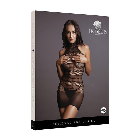 Le Desir High Lace Neck Net Mini Dress - Temptations