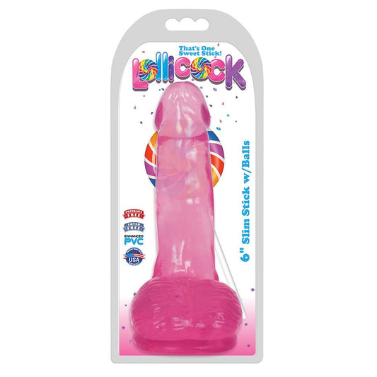 Lollicock 6" Slim Stick W/Balls Cherry Ice