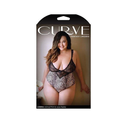 Lorena Animal Print & Lace Teddy With Snap Closure - Temptations