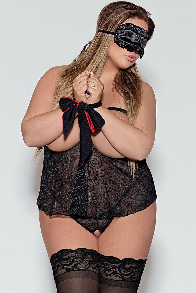 Love & Bondage Crotchless Baby Doll Set - Temptations