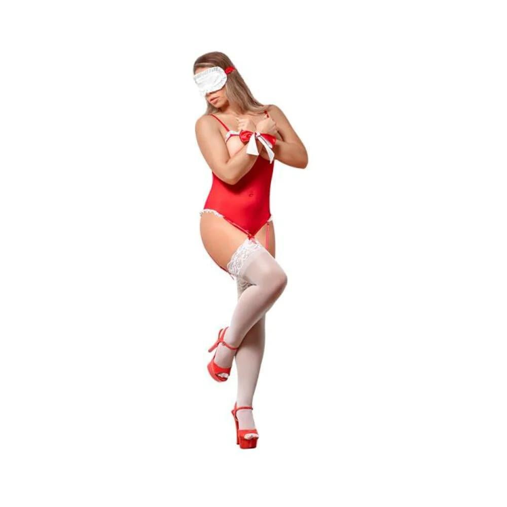 Love & Bondage Cupless & Crotchless Teddy Red - Temptations