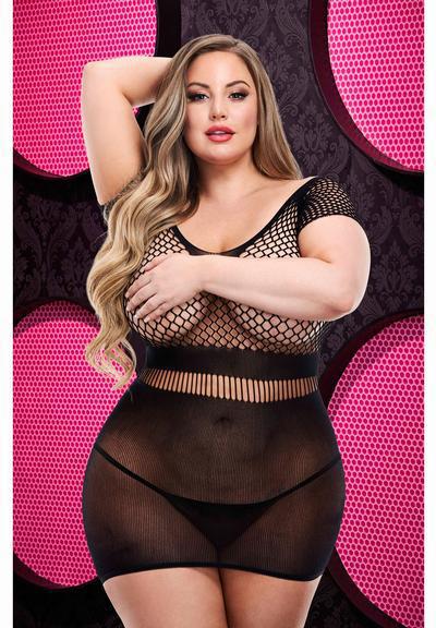 LP DEEP V MINI DRESS - BLACK - XL - Temptations