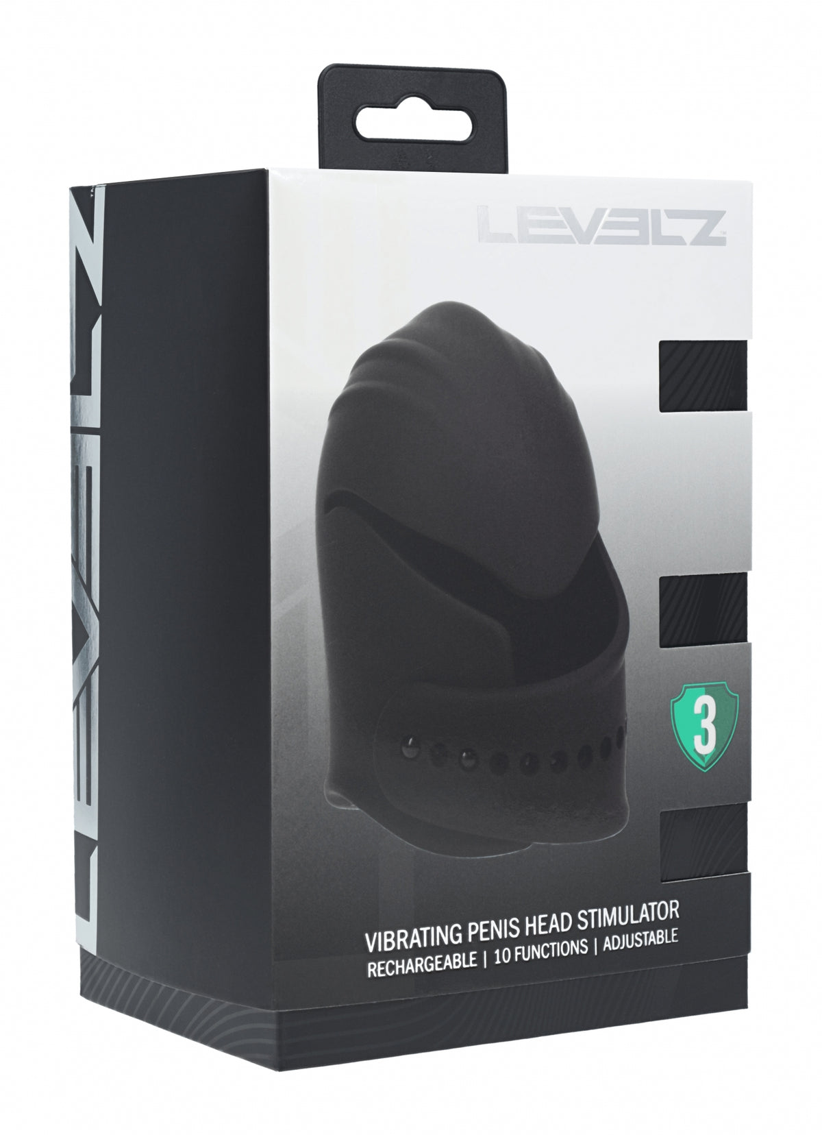 LEVELZ - Adjustable Vibrating Silicone Penis Head Stimulator - Black - Temptations