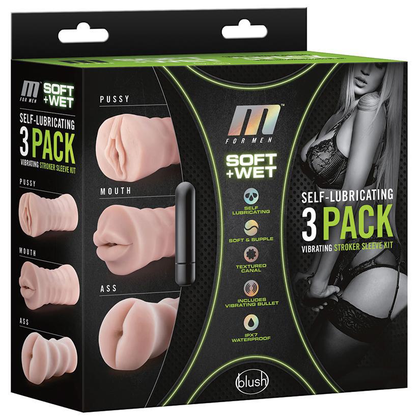 M For Men Soft And Wet Self - Lubricating Vibrating 3 - Pack - Temptations