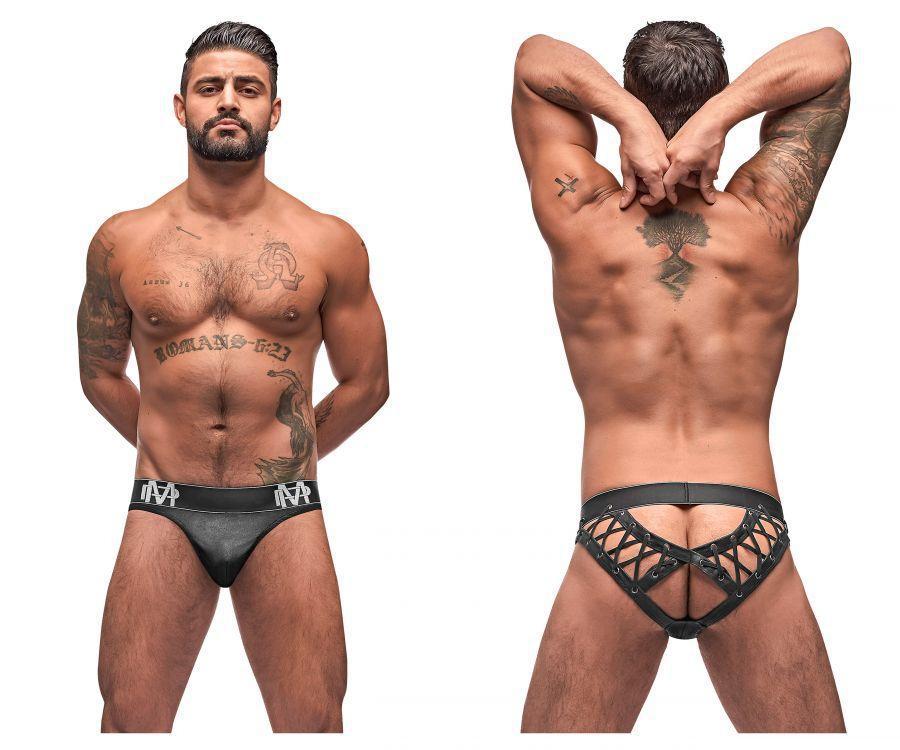 Male Power Black Ice Lace Up Moon Black - Large - Temptations