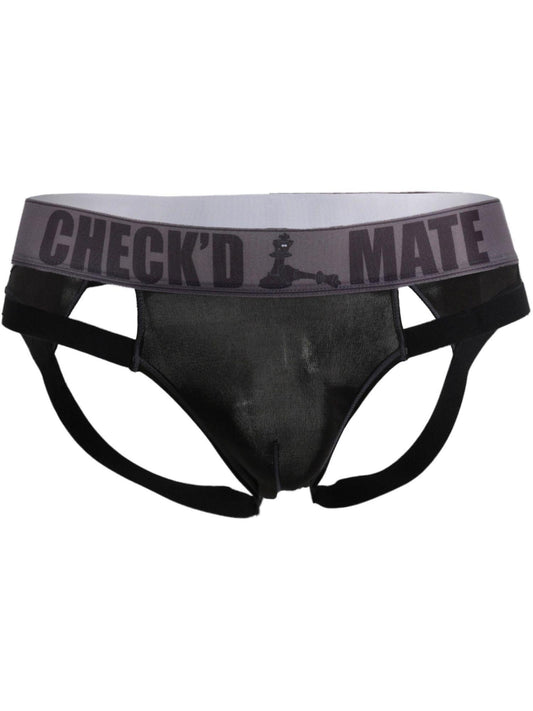 Male Power Checked Mate Cutout Jock Black - L/XL - Temptations