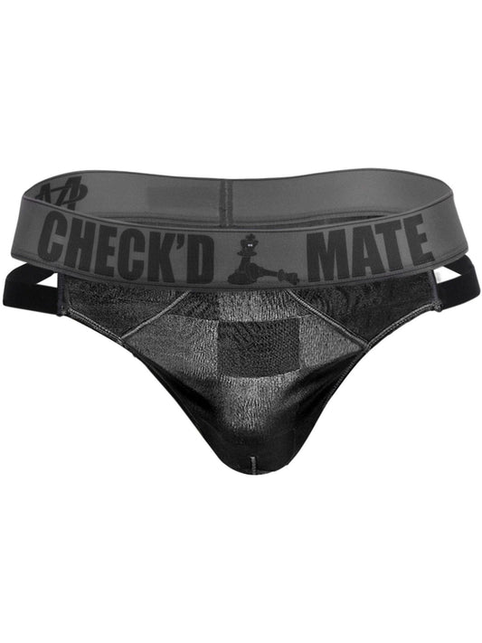 Male Power Checked Mate Cutout Thong Black - S/M - Temptations
