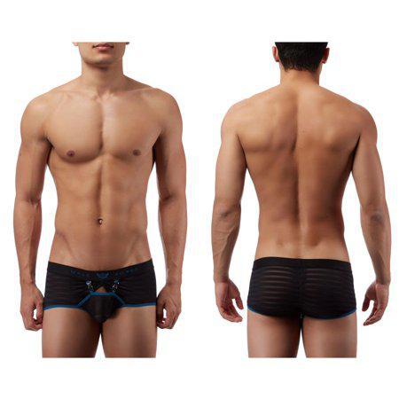 Male Power Clip Tease Clip Mini Short Boxer Briefs Black - XL - Temptations