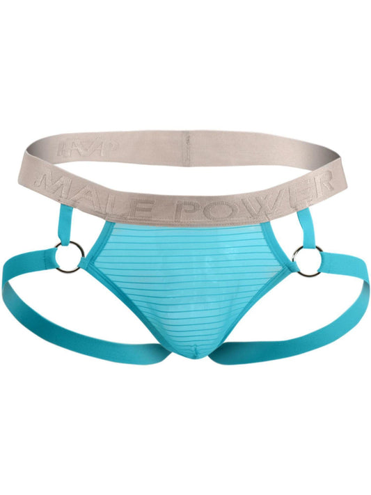 Male Power Mesh Rib Jock Ring Seafoam - S/M - Temptations