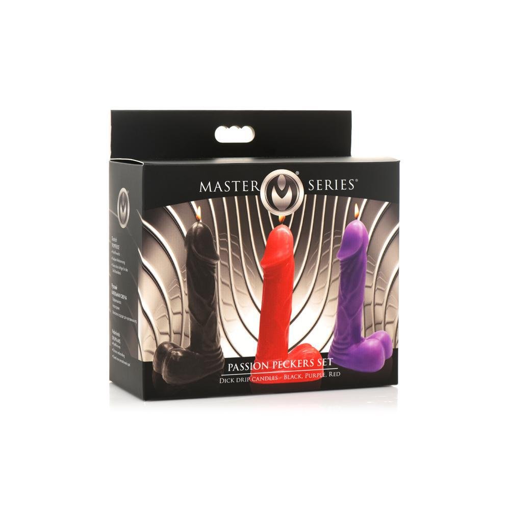 Master Series Dildo Candle Set Black, Purple, Red - Temptations