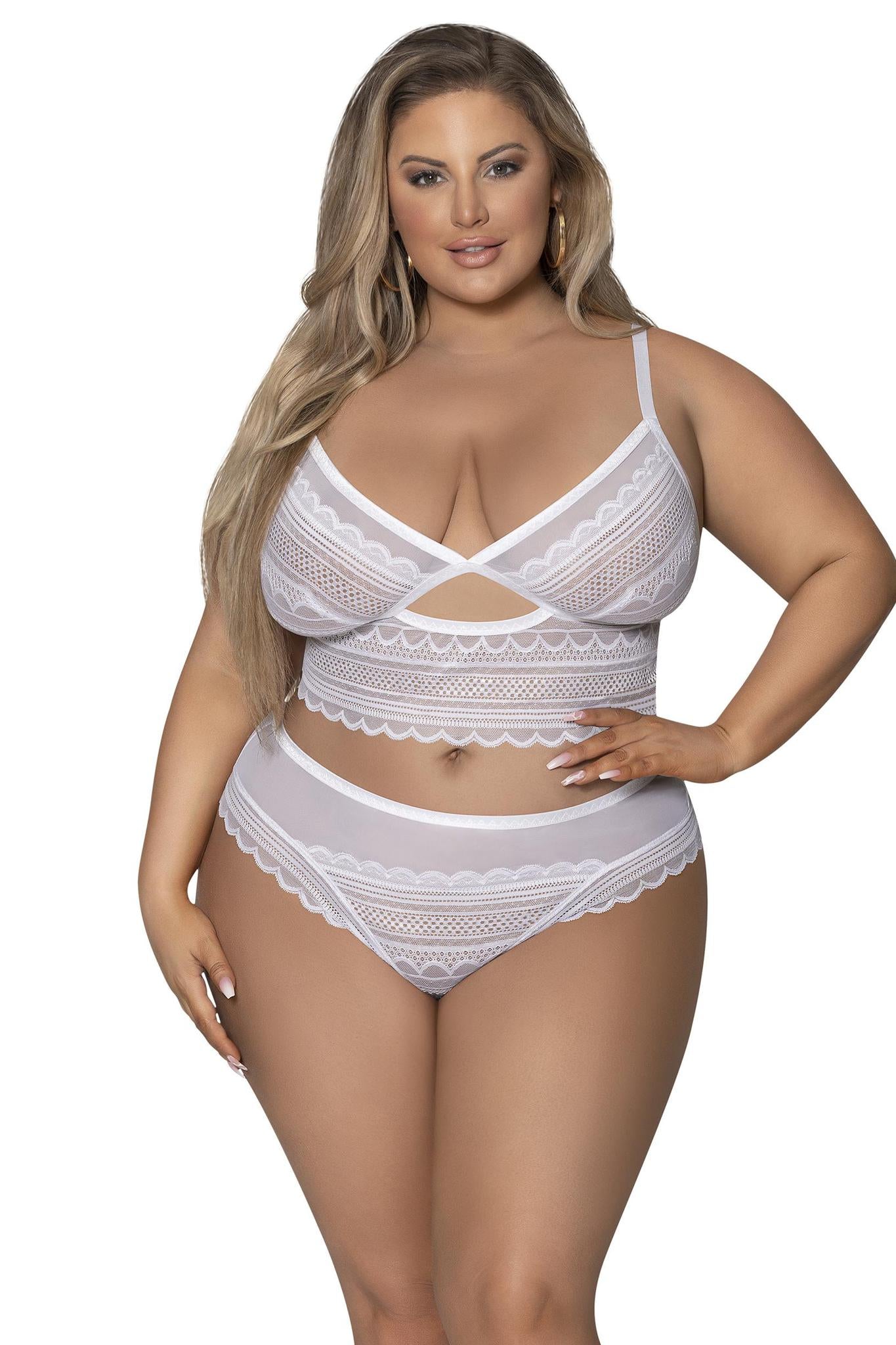 MG Bralette & Hipster White LG - Temptations