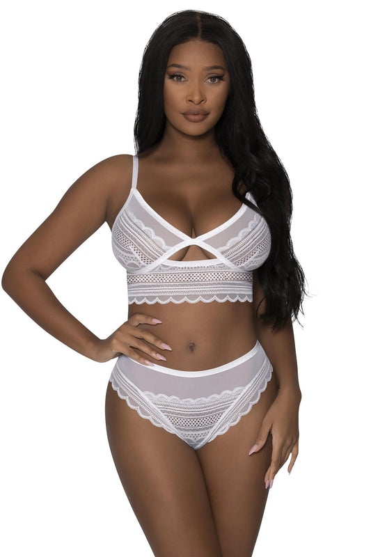 MG Bralette & Hipster White Med - Temptations