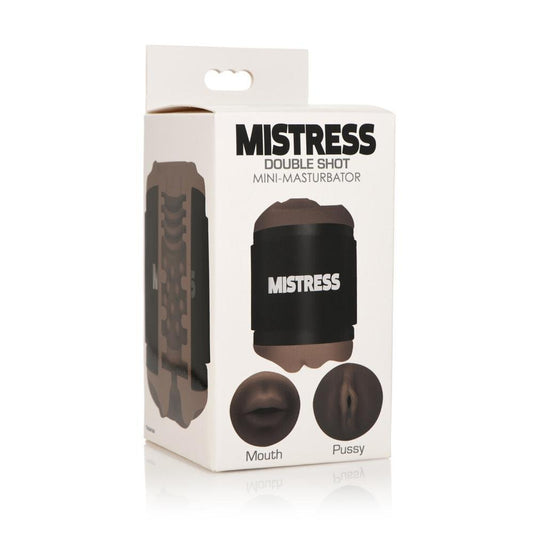 Mistress Double Shot Mini Masturbator Mouth & Pussy Dark - Temptations