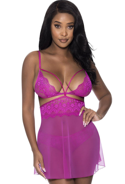 MS Baby Doll & Panty Set Rasbry M - Temptations