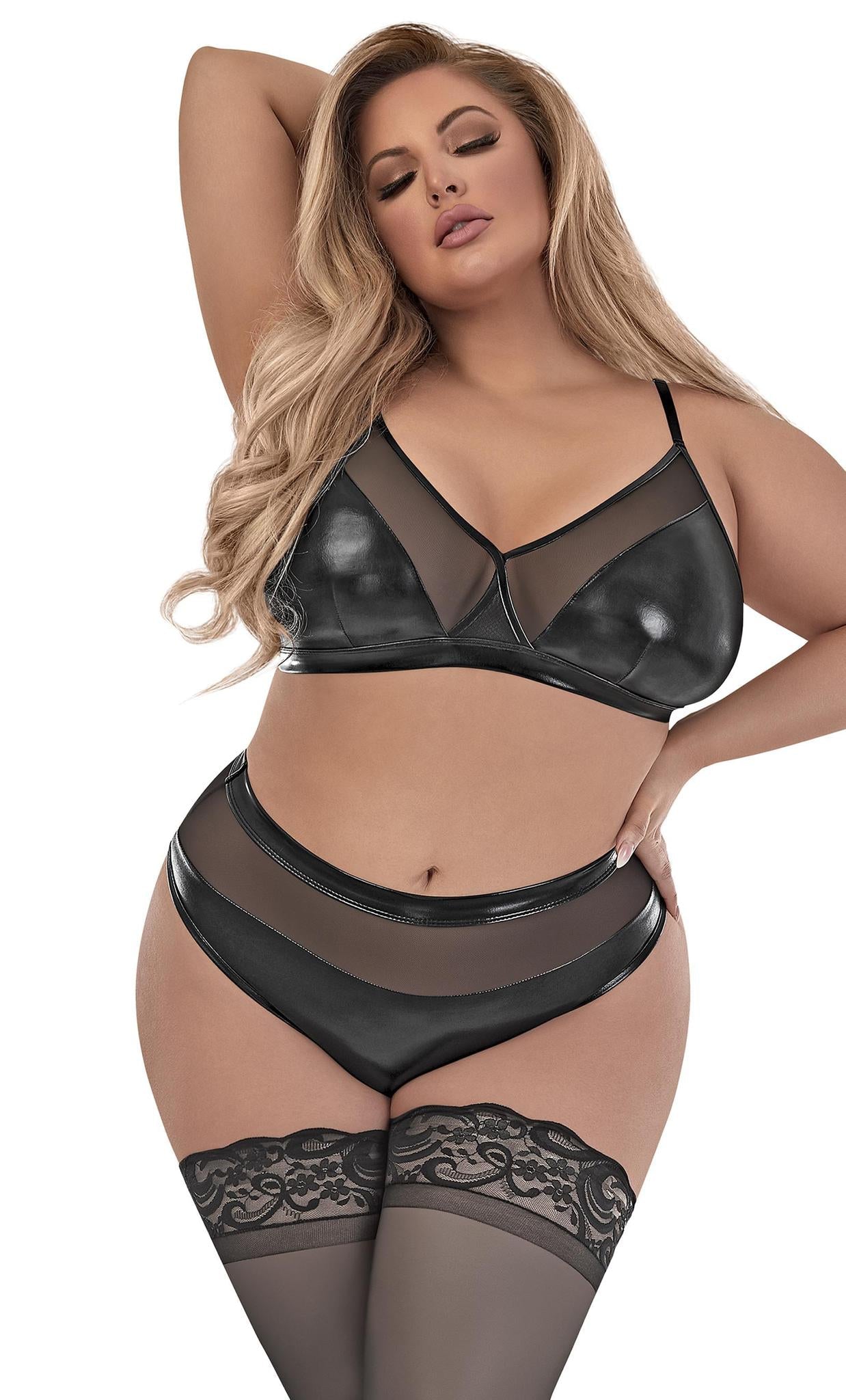 MS Bralette & Panty Black 2 XL - Temptations