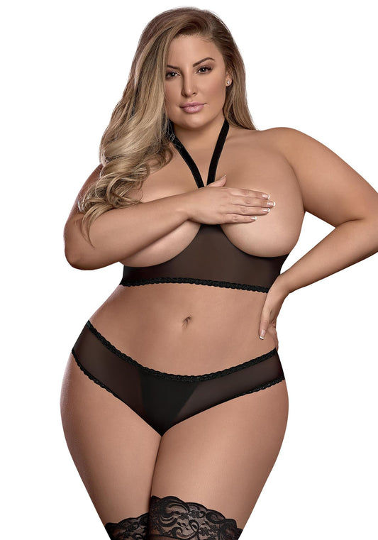 MS Cupless Bra & Panty Black Q - Temptations