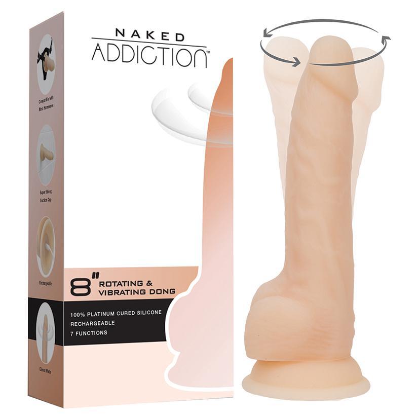 Naked Addiction Rotating & Vibrating Dong - Vanilla 8" - Temptations