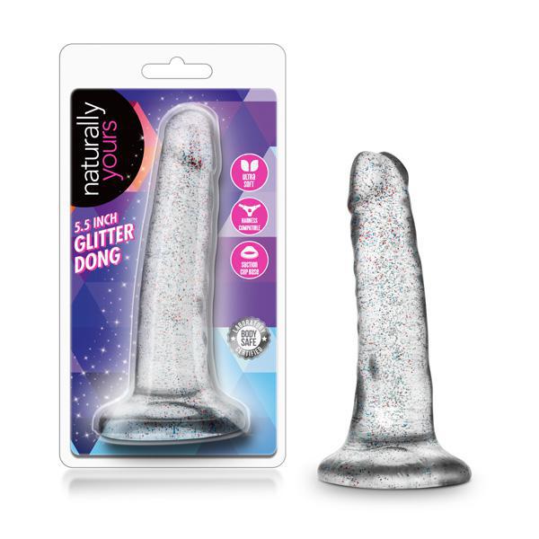 Naturally Yours 5.5" Glitter Dong Sparkling Clear - Temptations