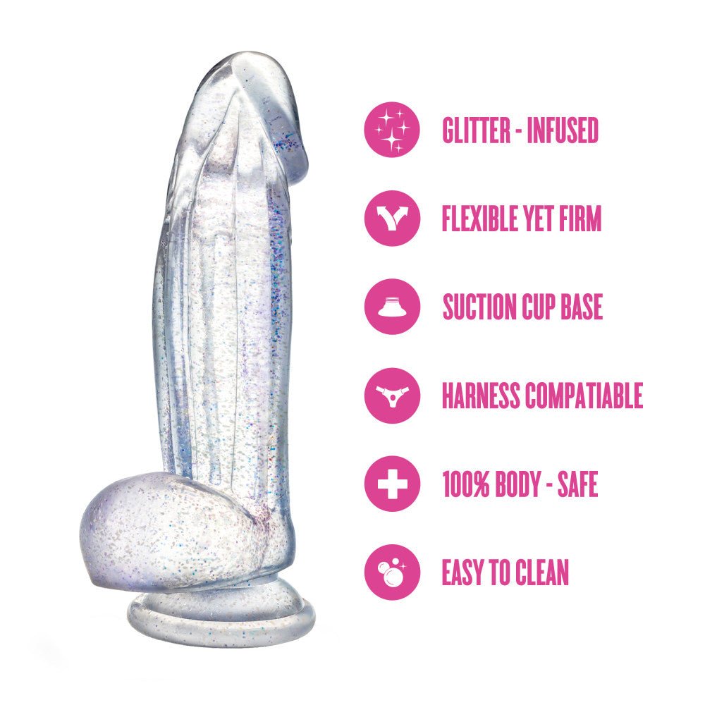 Naturally Yours Bling Sparkling Clear 7.5" Dildo