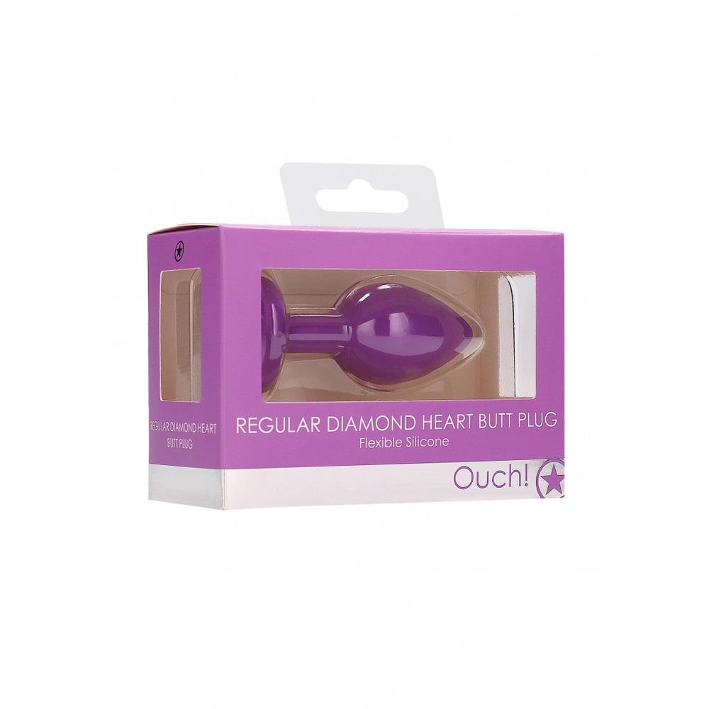 Ouch! Diamond Heart Butt Plug Regular Purple - Temptations