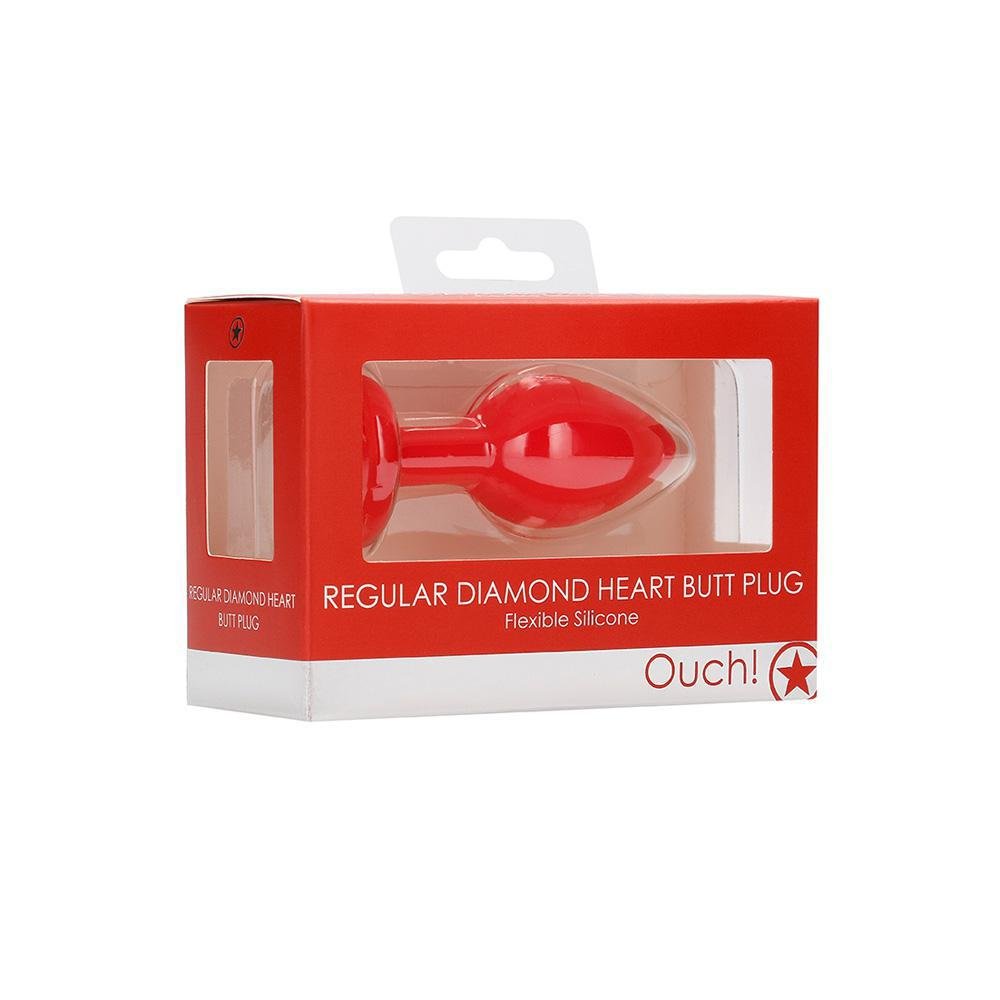 Ouch! Diamond Heart Butt Plug Regular Red - Temptations