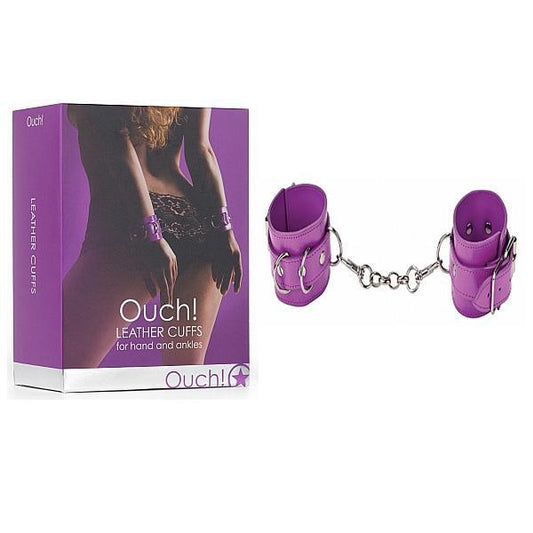 Ouch! Leather Cuffs Purple - Temptations