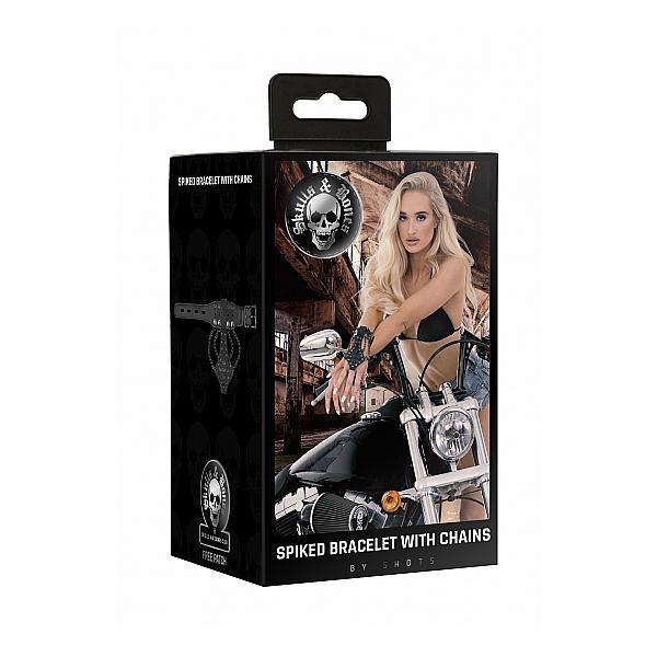 Ouch! Skulls And Bones Bracelet With Spikes And Chains Black - Temptations
