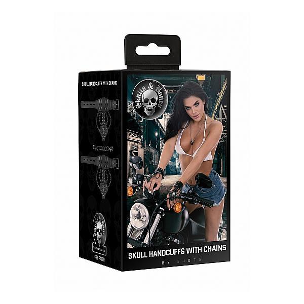 Ouch! Skulls And Bones Handcuffs With Skulls And Chains Black - Temptations