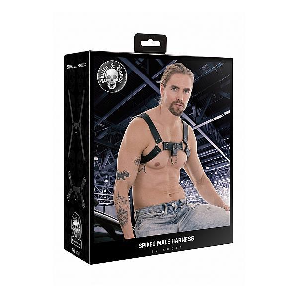 Ouch! Skulls And Bones Male Harness With Spikes Black - Temptations
