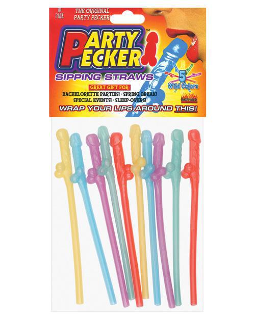 Party Pecker Straws - Asst. Colors Pack of 10 - Temptations