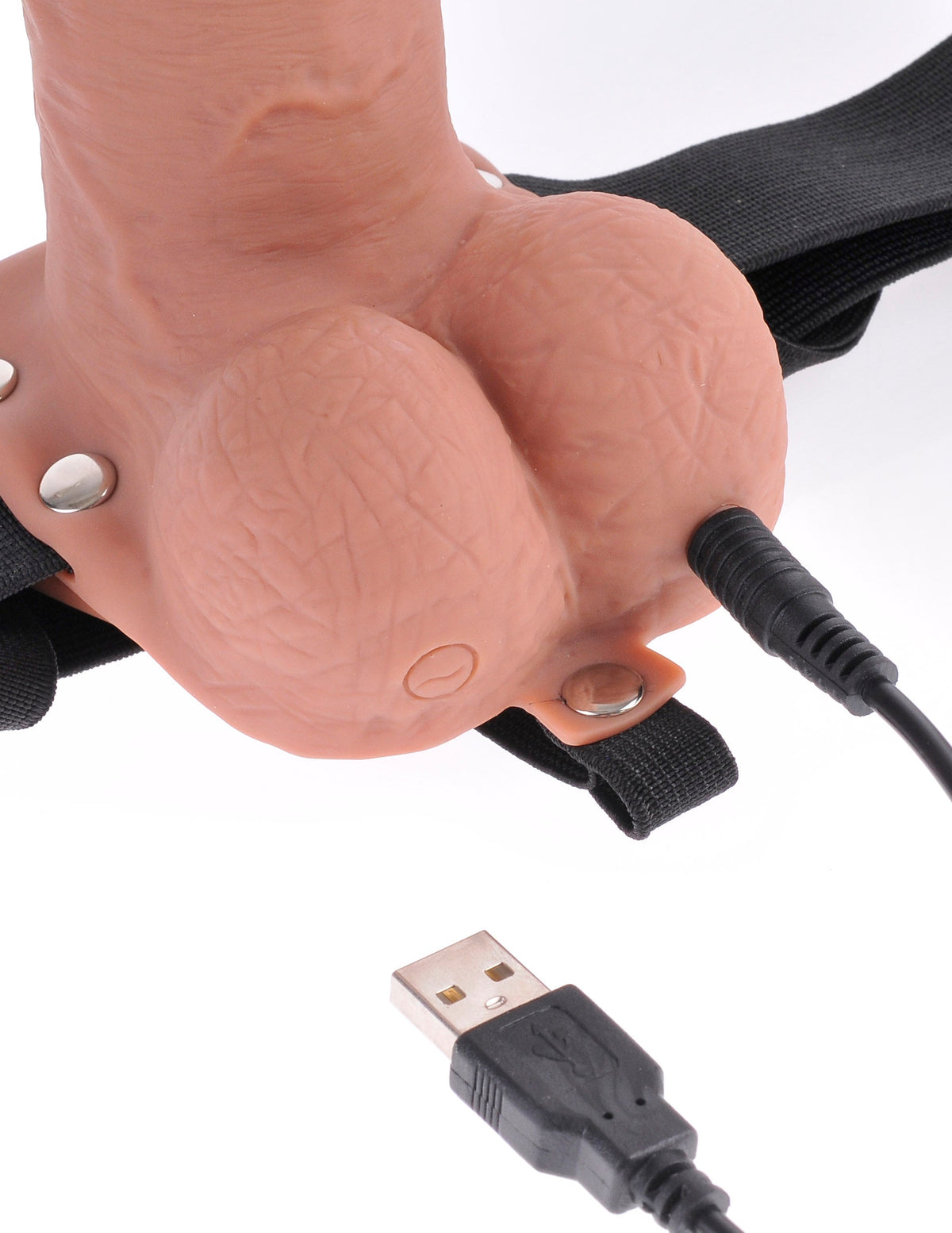 Fetish Fantasy 7" Hollow Rechargeable Strap-On With Remote Tan