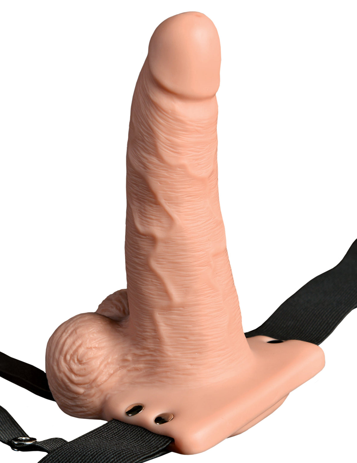 Fetish Fantasy 6" Hollow Rechargeable Strap-On With Remote Flesh - angled view