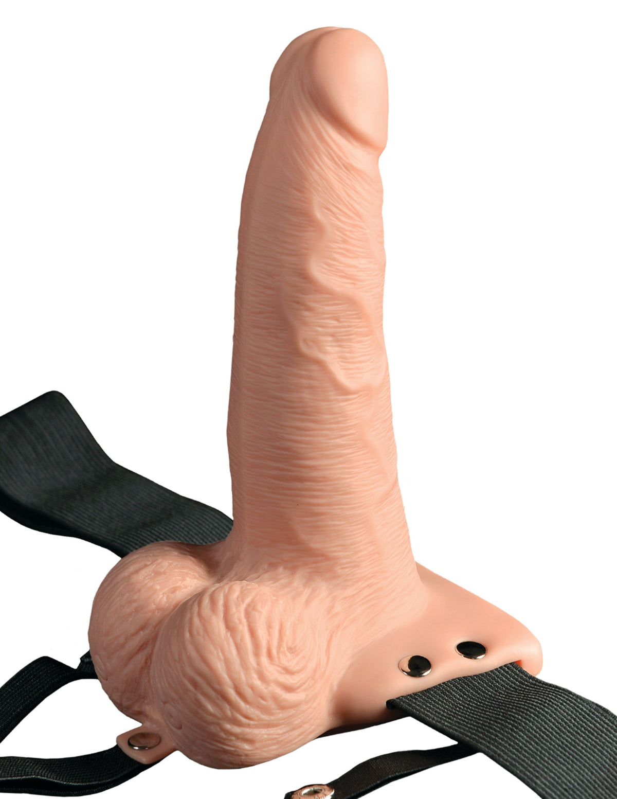 Fetish Fantasy 6" Hollow Rechargeable Strap-On With Remote Flesh - side view