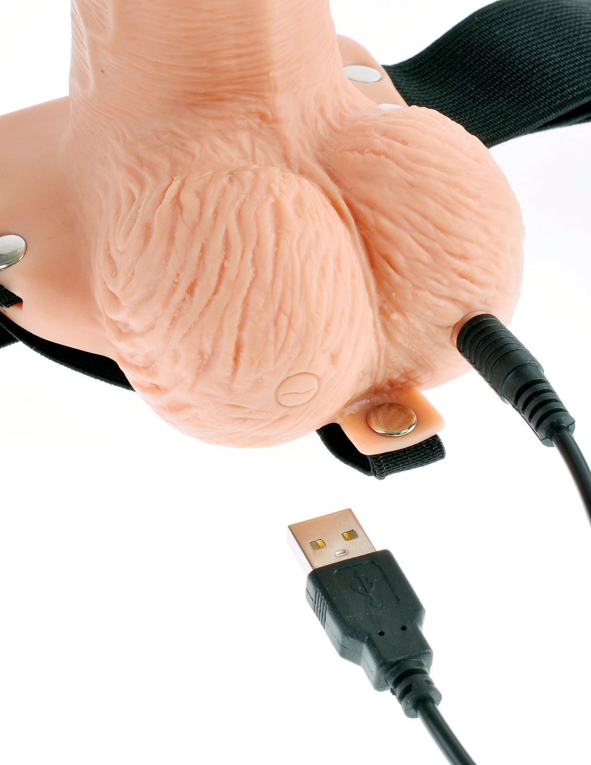 Fetish Fantasy 6" Hollow Rechargeable Strap-On With Remote Flesh - USB charging