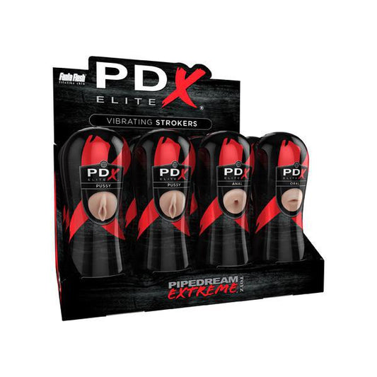 PDX Elite Vibrating Strokers 12Ct Display - Temptations