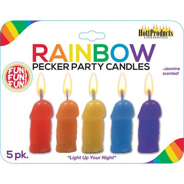 Pecker Party Candles Assorted Colors 5Pk - Temptations