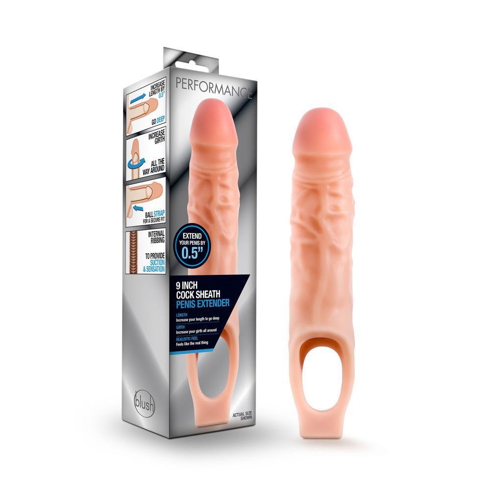 Performance 9" Cock Sheath Penis Extender Vanilla - Temptations