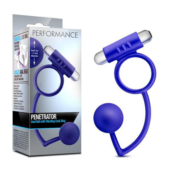 Performance Penetrator Anal Ball With Vibrating Cock Ring Indigo - Temptations