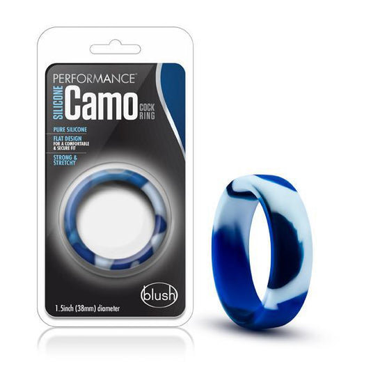 Performance Silicone Camo Cock Ring Blue Camoflauge - Temptations