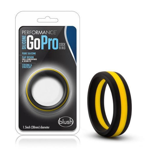 Performance Silicone Go Pro Cock Ring Black/Gold/Black - Temptations