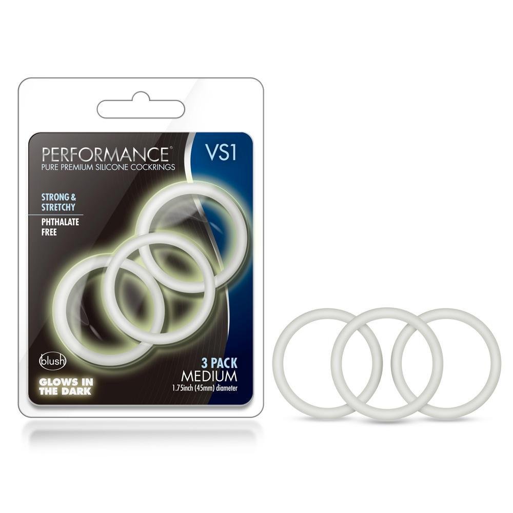 Performance Vs1 Pure Premium Silicone Cockrings Medium White - Temptations